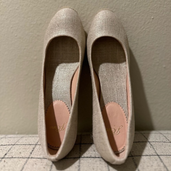 J. Crew Seville Wedge Espadrille Metallic Gold Round Toe Slip On Pump Size 9.5 - Picture 6 of 8